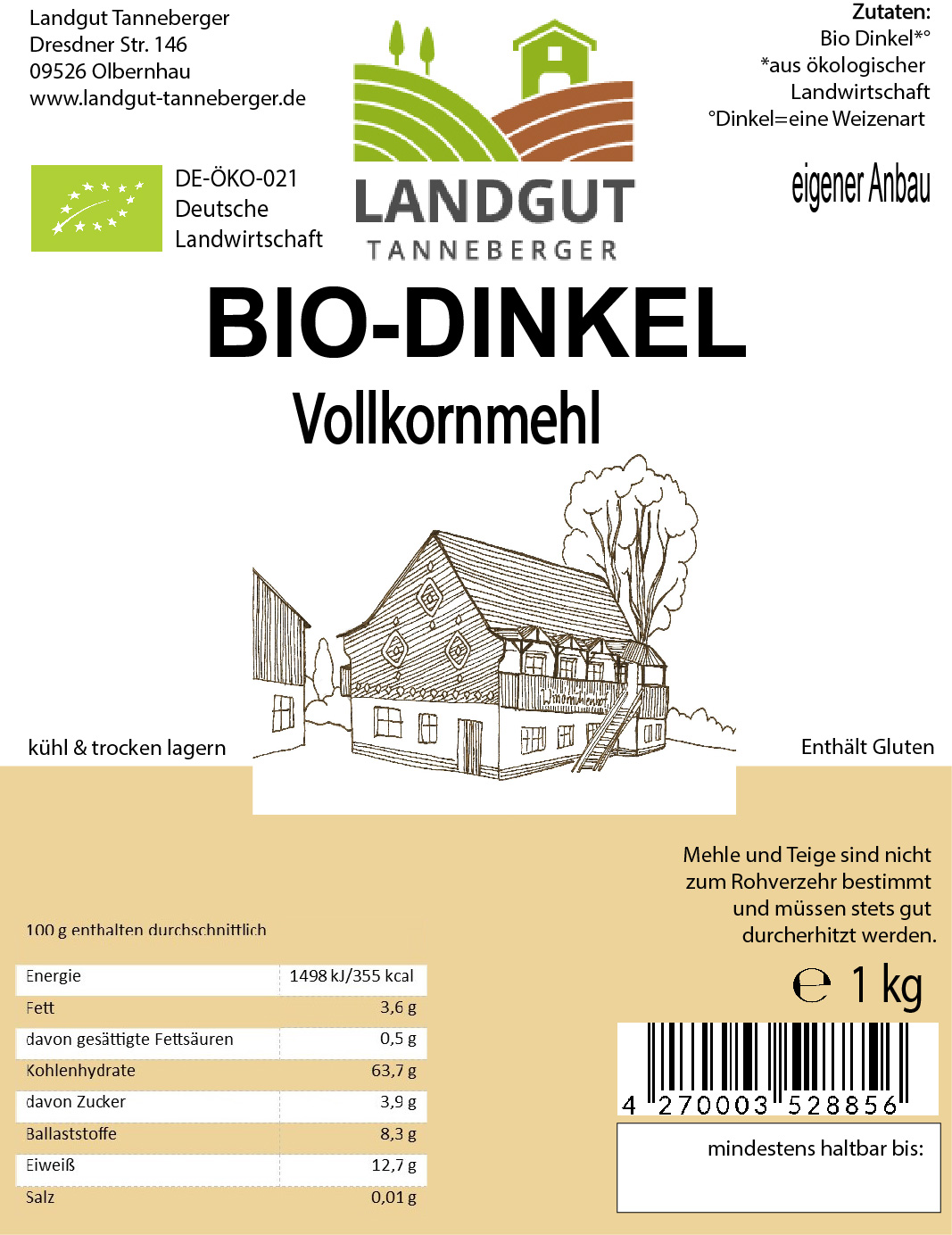 Dinkel Vollkornmehl 1 kg