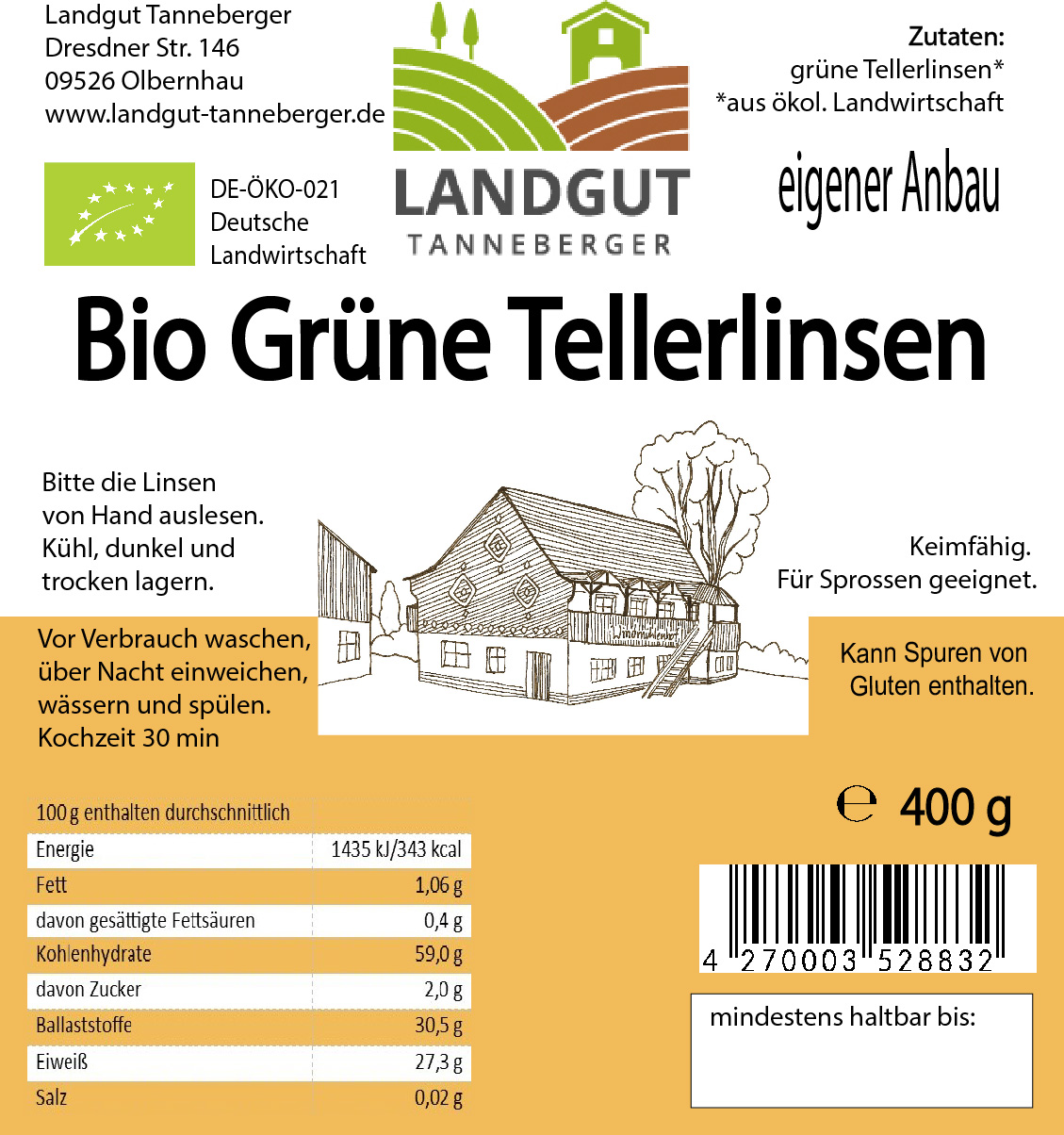 grüne Tellerlinsen - angekeimt