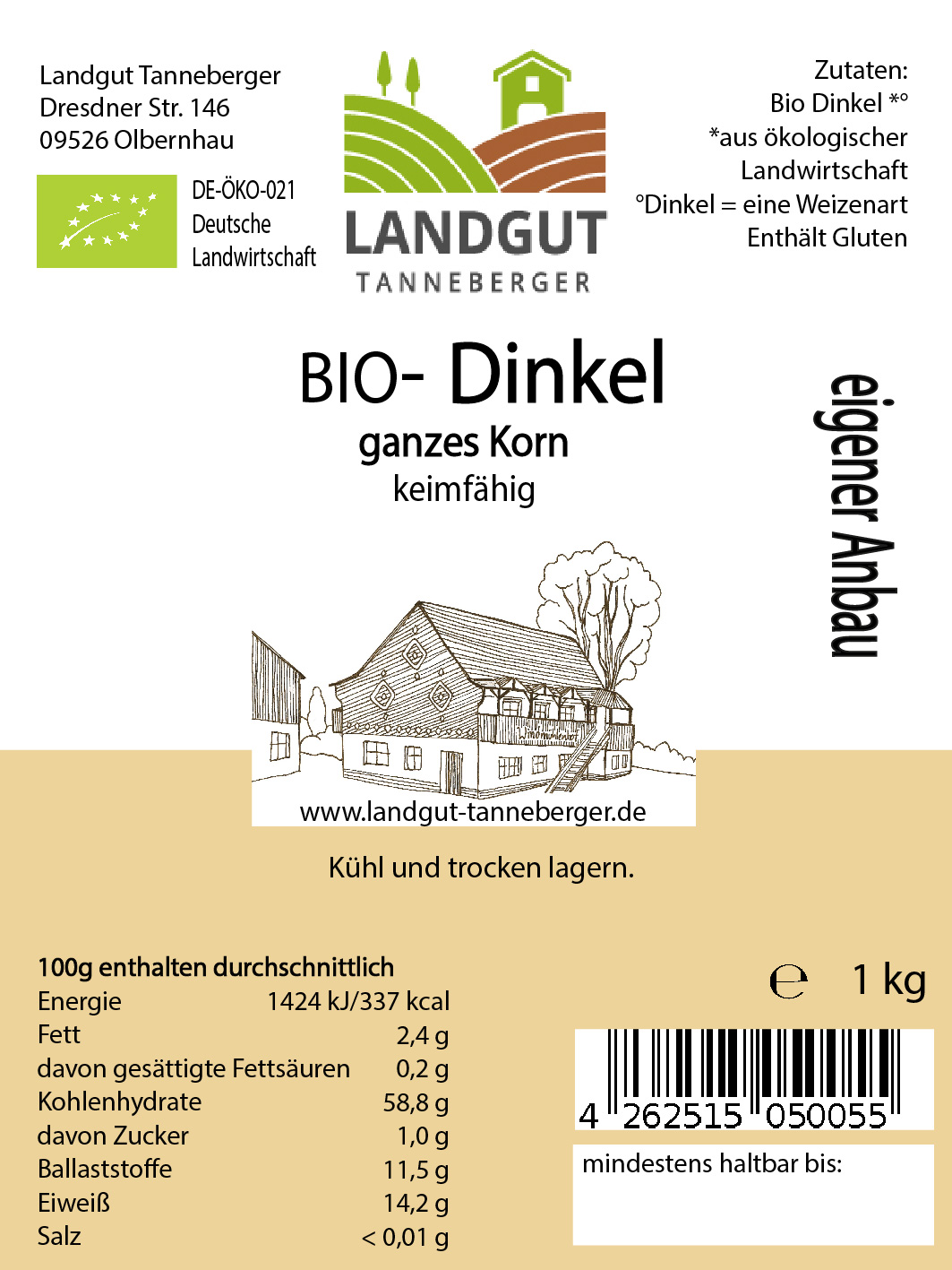 BIO Dinkel  ganzes Korn