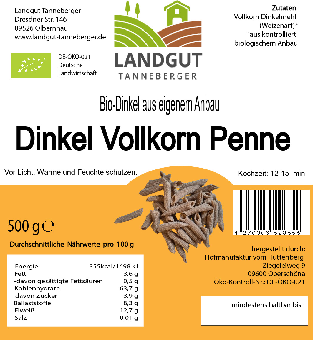 Dinkel Vollkorn Penne 500 g