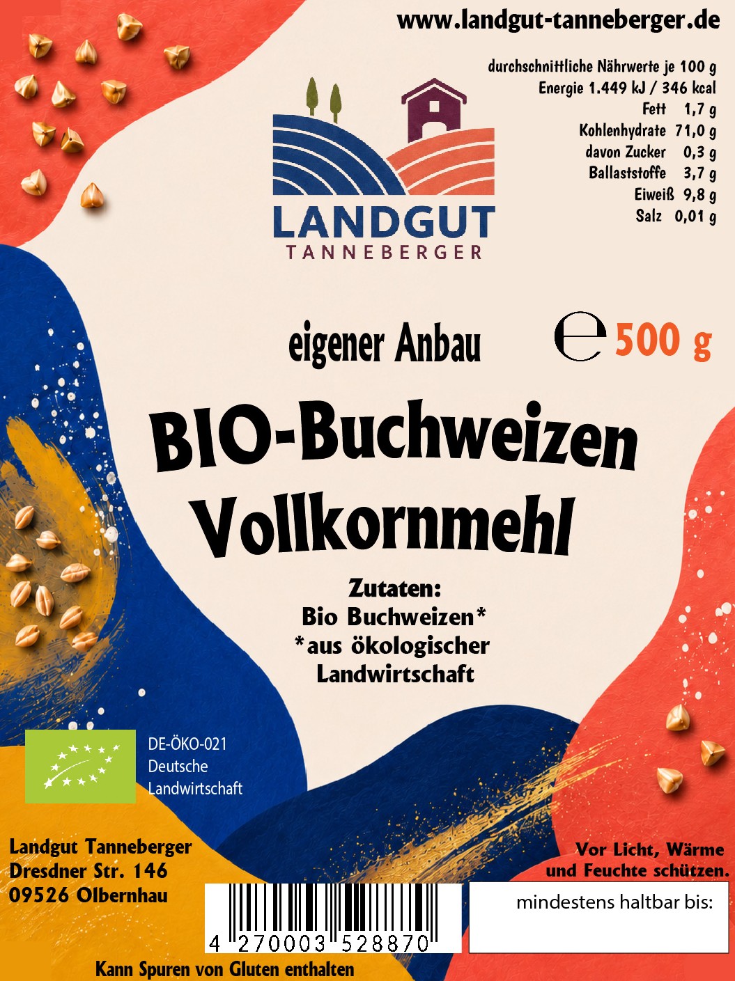 BIO-Buchweizen Vollkornmehl 500 g