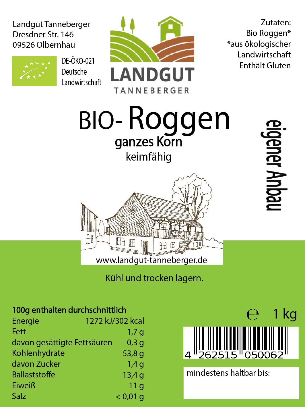 Bio Roggen ganzes Korn