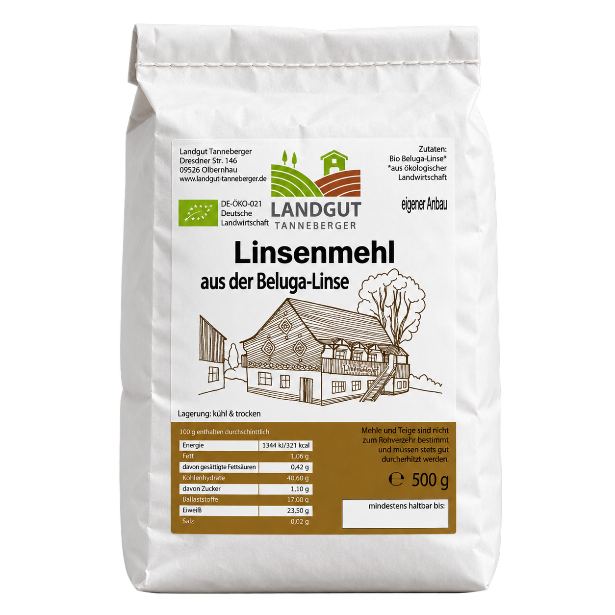 Linsenmehl aus der Belugalinse 500 g