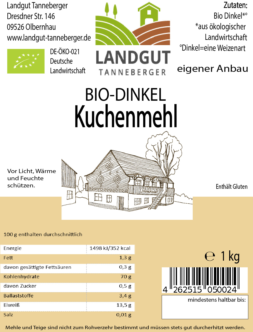 Dinkel Kuchenmehl 1 kg