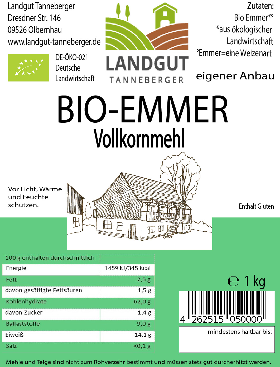 BIO Emmer Vollkornmehl 1 KG
